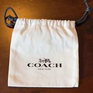 Coach White Fabric Drawstring Pouch with Black Logo